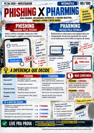 Comparação visual: Phishing × Pharming